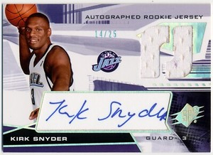 2004-05 Upper Deck SPx Spectrum KIRK SNYDER Auto Jersey RC Rare Utah Jazz SP /25