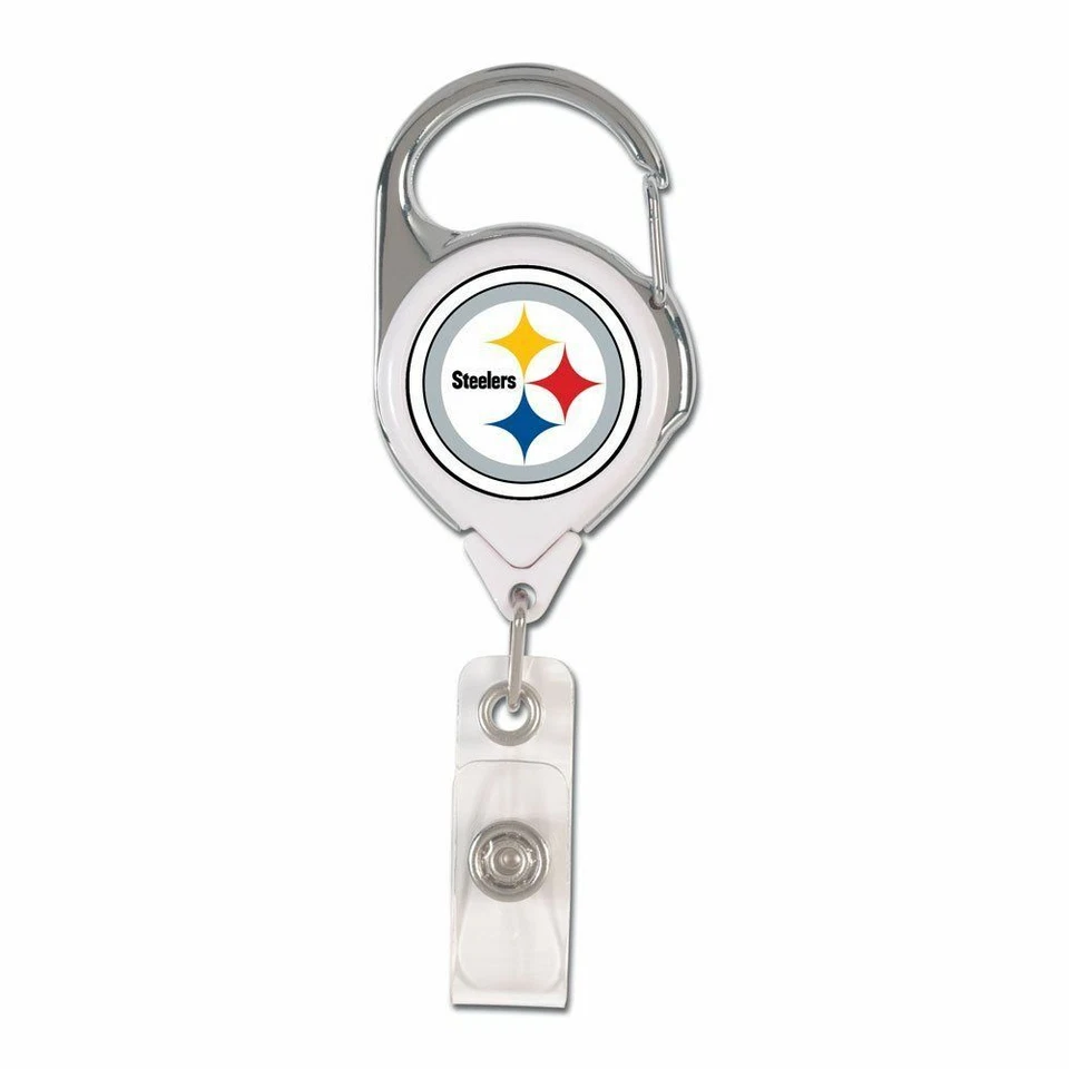 PITTSBURGH STEELERS PREMIUM METAL RETRÁCTIL IDENTIFICACIÓN INSIGNIA LLAVERO WINCRAFT Foto 1 de 1