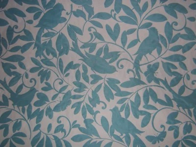 Lee Jofa, Roosting Tree Matelassé, Vtgn, Birds and Butterflies, BTY Blue/White - Image 1 of 2