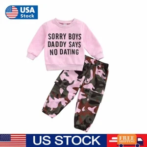 Fashion lovely Kids Baby Girls Toddler Sweatshirt Top+Camo Pants Clothes Outfits - Picture 1 of 10