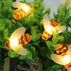 Solar String Lights Garden, 8 Modes 50 LED Honey Bee Fairy Lights Solar Powered 