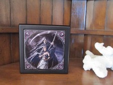 "Grim Reaper" Skull Goth ART TILE TRINKET JEWLERY ALTAR STASH BOX STEVE ROBERTS