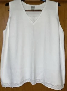 Butterfly Label Rib Knit Short Sleeve Top w/crocheted accents, White, 26/28W - Picture 1 of 7