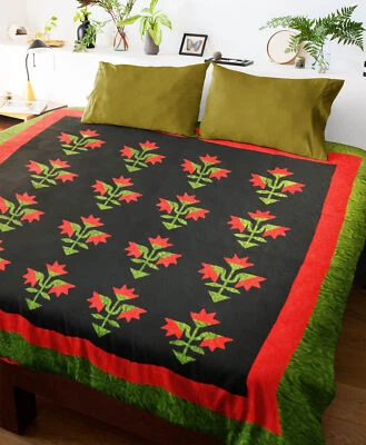 Carolina Lily hand applique FINISHED QUILT Great Quilting Details - Image 1 of 4