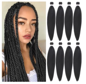 Vorgedehntes Flechthaar Natur Schwarz Häkel EZ Zöpfe Heißwasser Einstellung - Bild 1 von 4