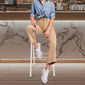 White Foldable Bar Chair, Portable Tall Stool with 275.58lbs Capacity - Picture 1 of 15