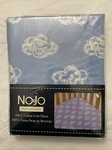 NoJo Mix & Match Crib Sheet Blue Clouds 100% Cotton 28 x 52 Inches NEW - Picture 1 of 3