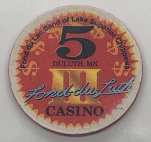 FOND-DU-LUTH CASINO $5 Chip Duluth Minnesota Lake Superior Ceramic - Picture 1 of 4