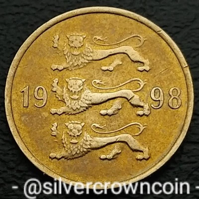Estonia 10 Senti 1998. KM#22. Dime. Ten Cents coin. 3 Leopards.  - Image 1 of 4