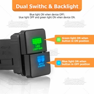 LED Light Bar+Spot Light Dual Push Button Switch For Toyota Tacoma Yaris Sequoia - Picture 1 of 11