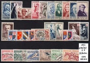 1953  ANNEE COMPLETE ** du # 940 au # 967 / COTE 189.50 € - Picture 1 of 1