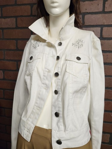 OFF WHITE edc 1966 San Francisco Giacca Donna Bianco Spinato Borchie DIV40 N.1998 Taglia S