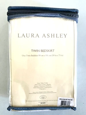 New Laura Ashley Twin 39"x79" Tailored Bed Skirt Ivory White 14" Drop - Image 1 of 4