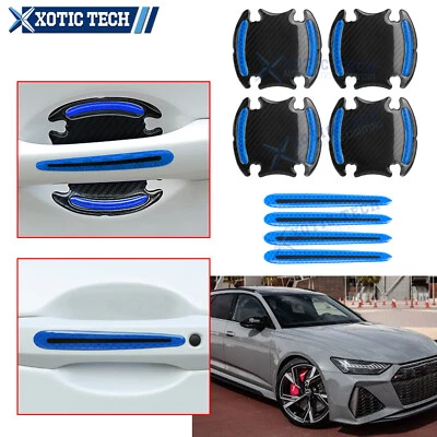Blue Carbon Fiber Look Door Handle Guard Decoration Stickers For Audi Q3 Q5 A4 - Image 1 of 4