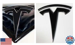 Envoltura de calcomanías con logotipo para Tesla Model S, actualización, juego de 4 piezas (negro brillante) - Imagen 1 de 4