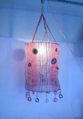 CHIC ShadLei bed boudoir LAMP GLAMPING cotton Pink BOHEMIAN stripes + MIRRORS - Image 1 of 4