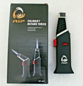 RiiP Culinary Butane Torch (BLACK) Two Position Swivel - Piezo Ignition, NEW - Picture 1 of 7