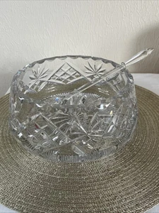 Vintage Heavy Cut Crystal Bowl & Spoon – Diamond Starburst Pattern 3kg VGC - Picture 1 of 9