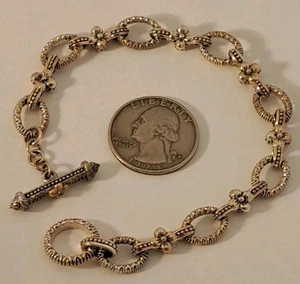 Barbara Bixby 925 Sterling Silver 18K Gold Rolo Toggle Bracelet 8" BEAUTIFUL - Picture 1 of 7