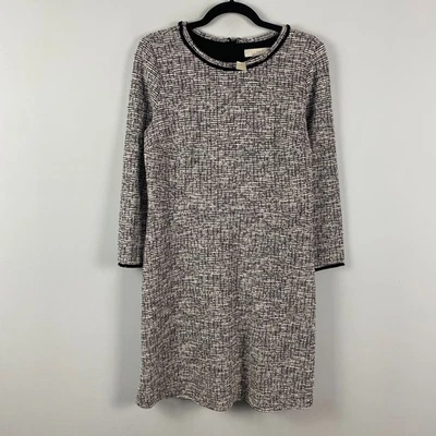 LOFT Shimmer Boucle Tweed Long Sleeve Dress Size 10P Black White - Image 1 of 4