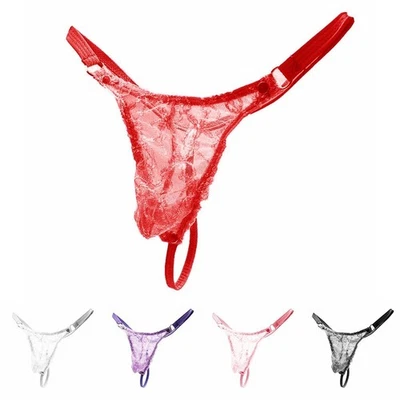 Hommes Dentelle Sexy String G-String Slip Culotte Sissy sous-Vêtement Lingerie - Immagine 1 di 4