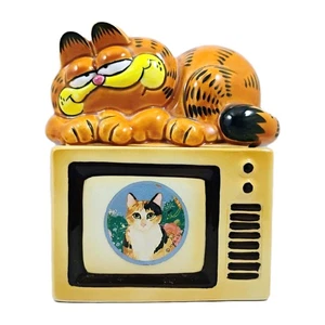 Enesco Garfield Die Katze Fernsehen Schmuckschatulle Figur TV Vintage Jim Davis Keramik  - Bild 1 von 11