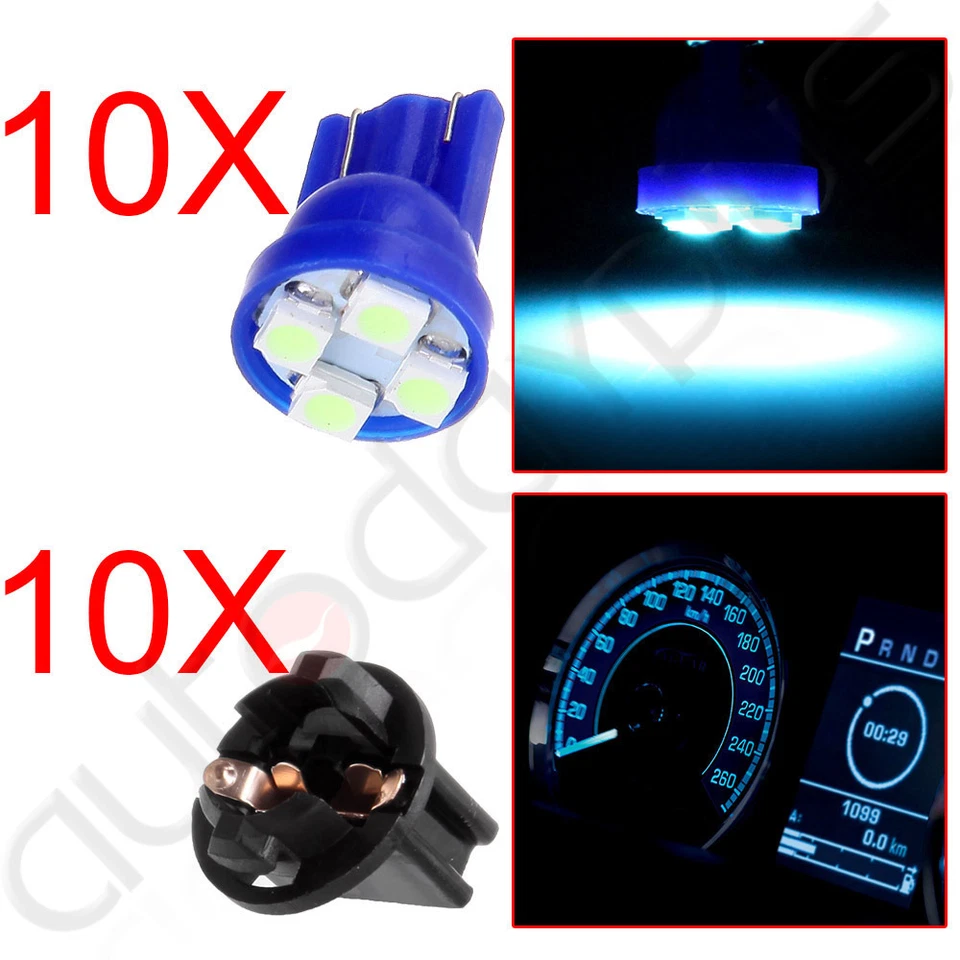 10 piezas T10 Bombilla LED T10 Azul Hielo Cuadro de Instrumentos Lámpara Panel Luz con Enchufe Foto 1 de 4