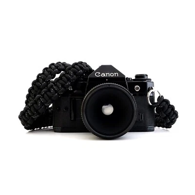 NEW BLACK WHITE PARACORD 36" CAMERA NECK STRAP DSLR MIRRORLESS CANON SONY FUJI - Image 1 of 4