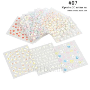 10 Pcs Colorful Daisy Love Heart Flower Nail Art Sticker Decoration Manicure #7 - Picture 1 of 1