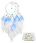 White Blue Dream Catcher Moon, Feather Dream Catchers For Bedroom Wall Decor Han