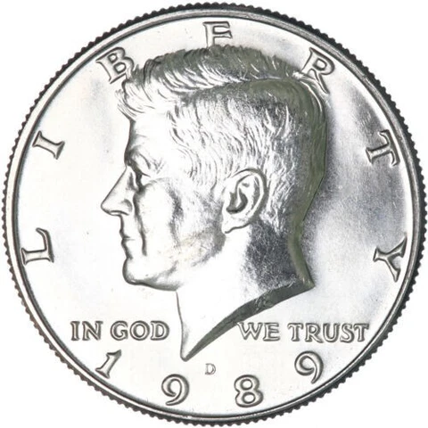 1989 D Kennedy Half Dollar BU - PERFECT UNTOUCHED COIN in US Mint packaging Cover
