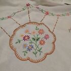 Handmade Embroidery Table Cloth Floral Square 42 Inch Granny Cottage Farmhouse