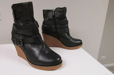 Botines de cuña para mujer BCBGeneration Finlandia cuero negro Philly talla 8,5 M Foto 1 de 4