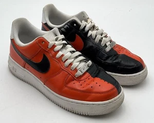 Nike Air Force 1 Premium Sneakers Womens 9 Custom Paint Black Orange DD8959-100 - Picture 1 of 17