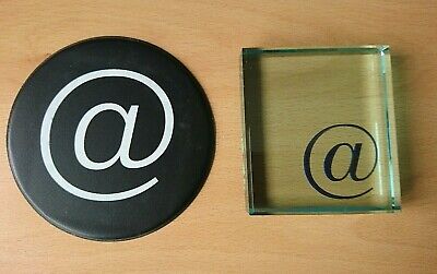 Glass Paperweight And Plastic Coaster With @ Symbols • 0.99£