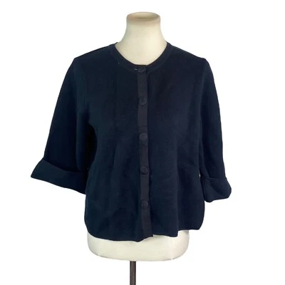 Cárdigan recortado manga 3/4 Evie para mujer talla L algodón negro Foto 1 de 4