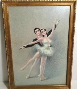 Vintage Gina Mid Century Ballerina Wandbild gerahmt Gina Ballerina Litho Drucke - Bild 1 von 8