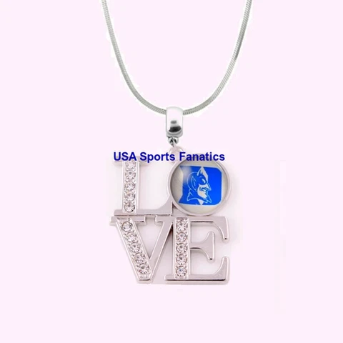 NCAA - Duke Blue Devils 925 Sterling Silver Team Love Necklace With Rhinestones Cover