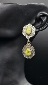 Sterling Nizhoni Palomino Türkis Ohrhänger 925 grüner Stein Concho... - Bild 1 von 15