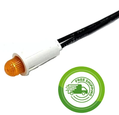 LITTELITE VCC (1x) 6.3VAC/DC 200mA - 1/2" Amber Incandescent Panel Mount Indicator - 6" Leads