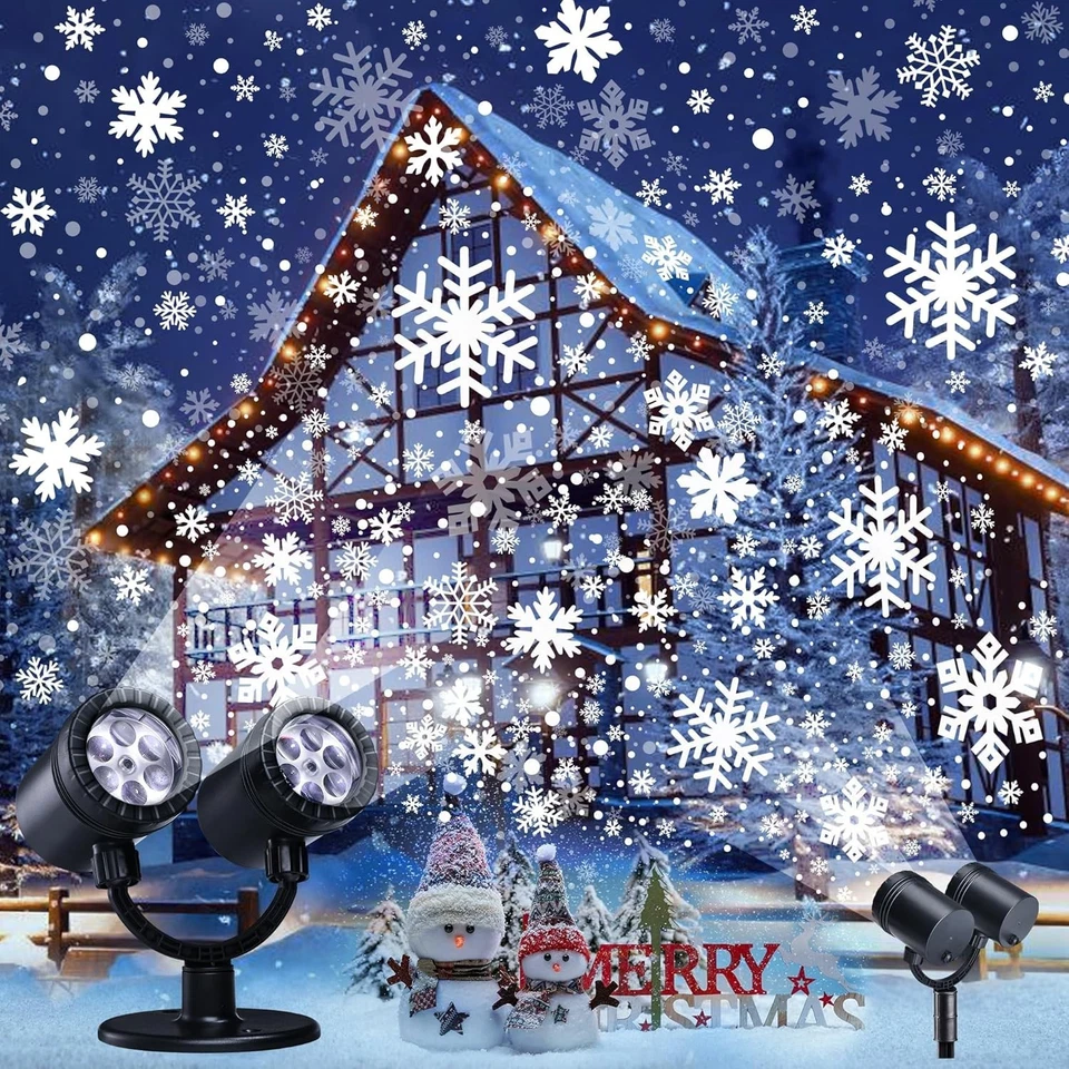 Christmas Snowflake Projector Outdoor LED Moving Snowfall Laser Light Landscape - Image 1 of 1