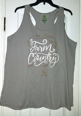 Camiseta sin mangas para mujer John Deere Farm Country gris sin mangas 100 % algodón (talla 2XL) Foto 1 de 4