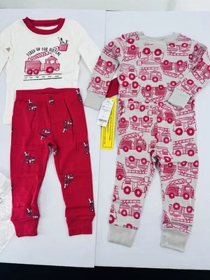Pijama Carter’s Firetruck estampado 100 % algodón manga larga 4 piezas 12 meses Foto 1 de 4