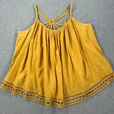 Camiseta sin mangas Lane Bryant Swing con tiras para mujer 18/20 amarillo ribete de encaje sin mangas Foto 1 de 4