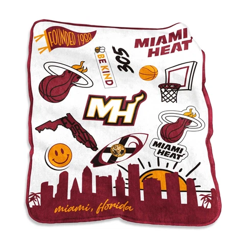 Miami Heat 50'' x 60'' Native Raschel Plush Throw Blanket Cover