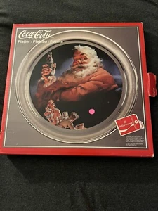 Vintage 1994 Coke Coca Cola Indiana Glass Santa Platter Christmas Original Box  - Picture 1 of 4