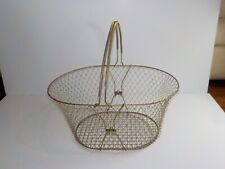 Vintage French Collapsible Wire Mesh Egg Collecting Basket Primitive Farmhouse