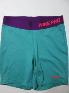 Nike Youth Girls Womens Size XL Biker Shorts Teal Breathable Stretch Logo Active - Picture 1 of 7