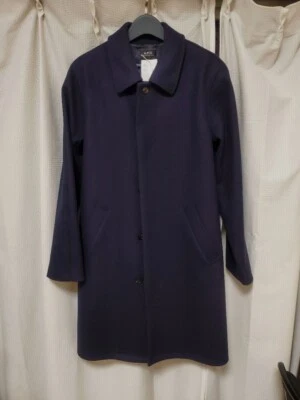 A.P.C. Auster Mac Coat L Navy Wool Minimalist Modern Design from Japan - Image 1 of 4