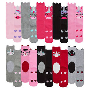 Womens Ladies 5 10 Pack Funny Unicorn Cat Socks Cotton Rich Cool with Ears Cute